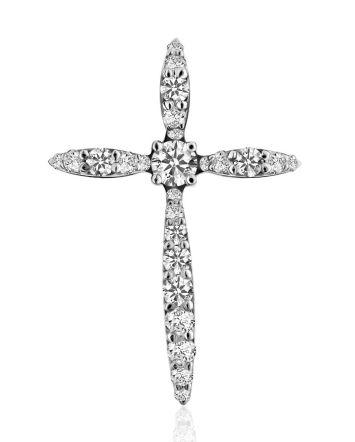 White Gold Diamond Cross Pendant, image 