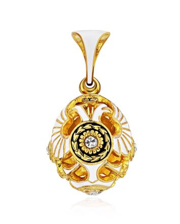 Imperial Style White Enamel Egg Pendant The Romanov, image 