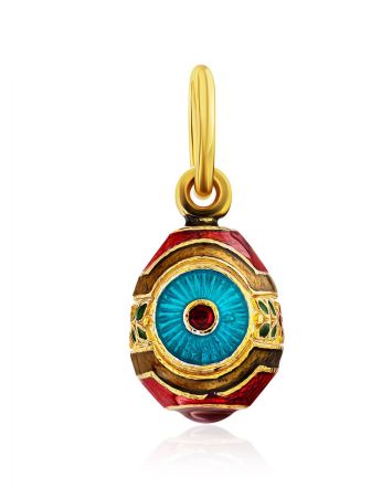 Bright Gilded Silver Enamel Egg Shaped Pendant The Romanov, image 