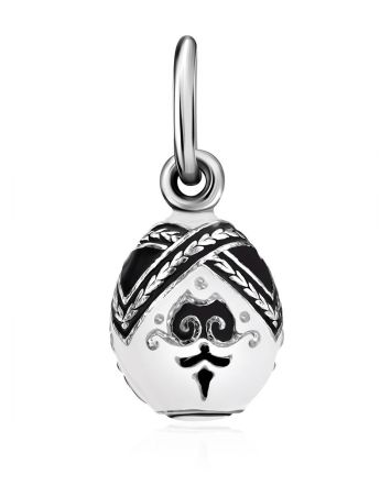 Tiny Silver Enamel Egg Pendant The Romanov, image 