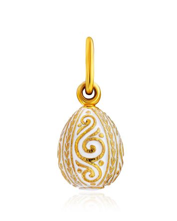 Ornate Gilded Silver Enamel Egg Shaped Pendant The Romanov, image 