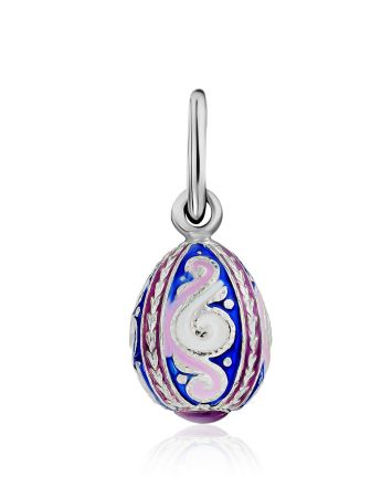 Ornate Silver Enamel Egg Shaped Pendant The Romanov, image 