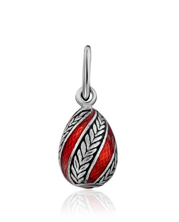 Bright Red Enamel Egg Shaped Pendant The Romanov, image 