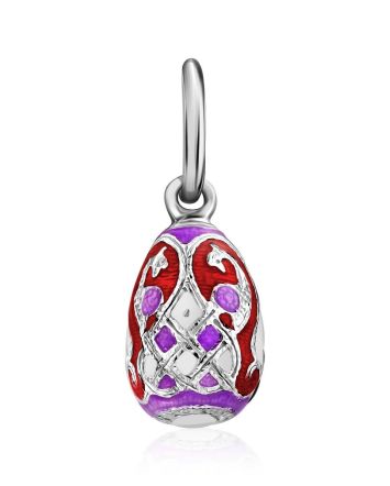 Chic Silver Enamel Egg Pendant The Romanov, image 