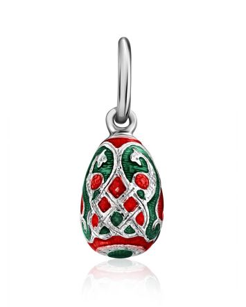 Tiny Silver Enamel Egg Shaped Pendant The Romanov, image 