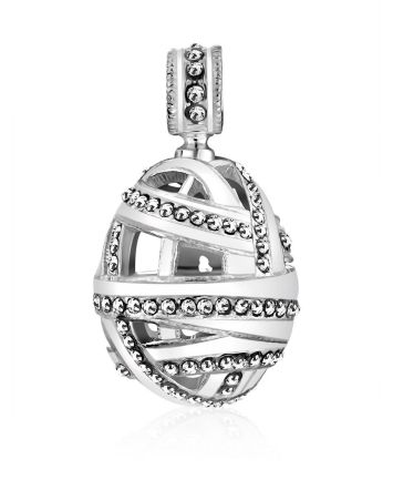 White Enamel Crystal Egg Pendant The Romanov, image 