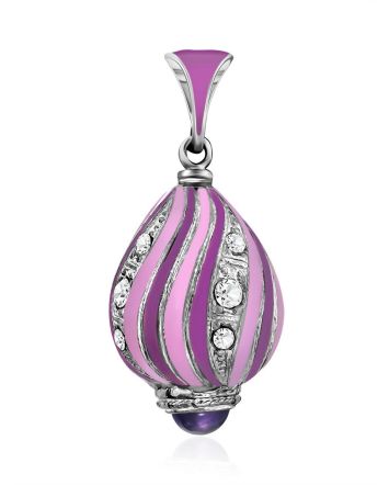 Wonderful Lilac Enamel Egg Shaped Pendant With iolite And Crystal The Romanov, image 