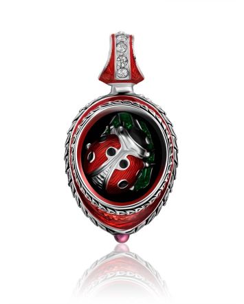 Whimsical Ladybird Motif Enamel Garnet Egg Pendant The Romanov, image 