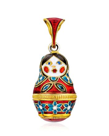 Colorful Enamel Matryoshka Egg Pendant The Romanov, image 