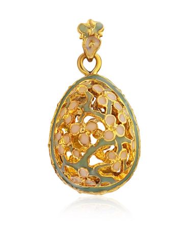 Floral Design Gilded Silver Egg Shaped Pendant The Romanov, image 