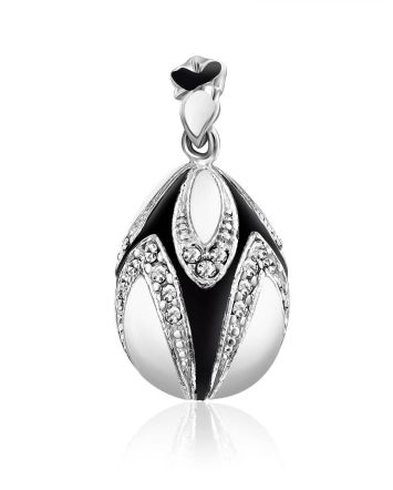 Black And White Enamel Egg Shaped Pendant The Romanov, image 