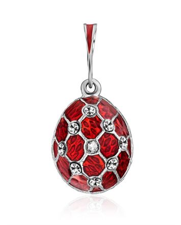 Harlequin Pattern Silver Enamel Egg Pendant The Romanov, image 