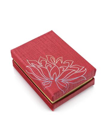 Floral Print Red Cardboard Gift Box, image 