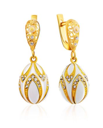 Chic Gilded Silver Enamel Dangle Earrings The Romanov, image 