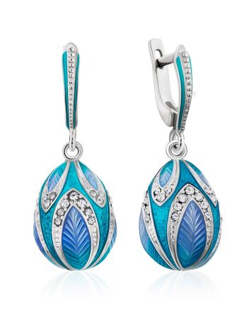 Chic Blue Enamel Dangle Earrings The Romanov, image 