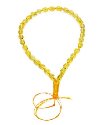 Islamic 33 Olive Shape Amber Prayer Beads, image 