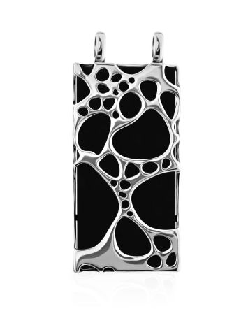 Bold Geometric Silver Jet Pendant, image 