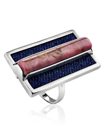 Designer Silver Rhodonite Ring, Ring Size: 8 / 18, image 