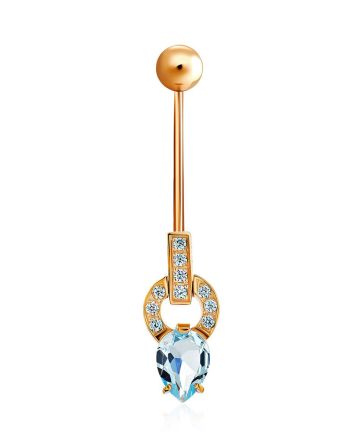 Fabulous Gilded Silver Topaz Navel Piercing, image 