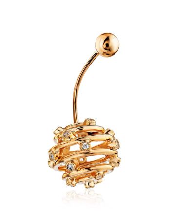 Stylish Gilded Silver Navel Piercing, image 