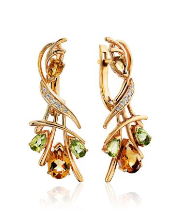 Luminous Gilded Silver Citrine Earrings, image 
