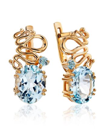 Stylish Gilded Silver Topaz Earrings, image 