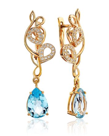 Refined Gilded Silver Topaz Drop Earrings, image 