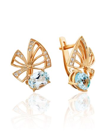 Ultra Feminine Gilded Silver Topaz Earrings, image 