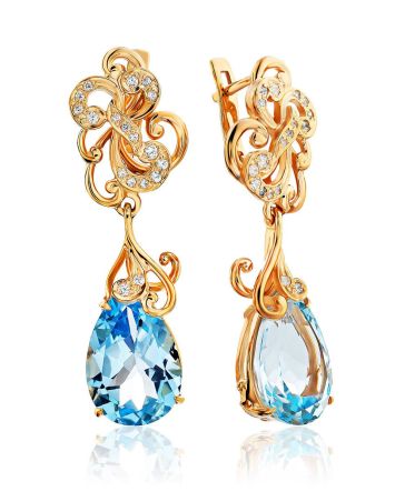 Classy Blue Topaz Drop Earrings, image 