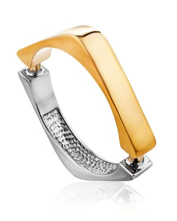 Trendy Bicolor Silver Ring, Ring Size: 12 / 21.5, image 