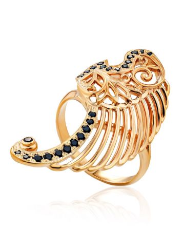 Wing Motif Gilded Silver Ring, Ring Size: 8 / 18, image 