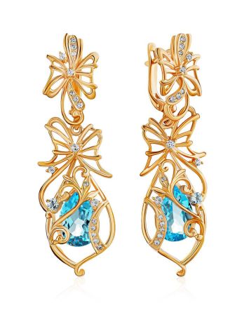 Refined Gilded Silver Topaz Earrings, image 