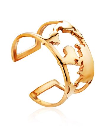 Intricate Design Gilded Silver Adjustable Ring, Ring Size: 6.5 / 17, image 