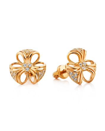 Gilded Silver Crystal Stud Earrings, image 