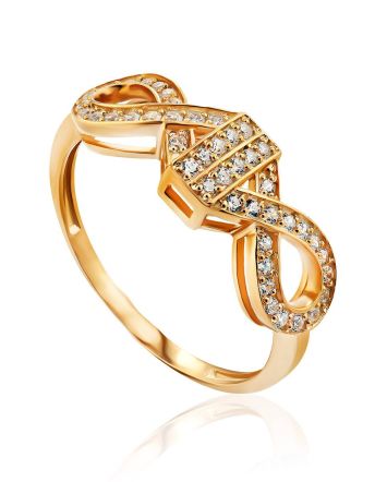 Chic Gilded Silver Crystal Ring, Ring Size: 6.5 / 17, image 