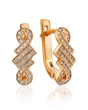 Chic Gilded Silver Crystal Earrings, image 