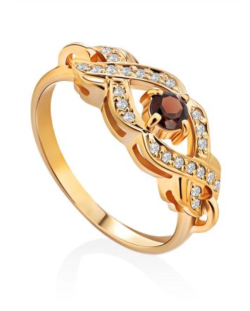 Elegant Gilded Silver Garnet Ring, Ring Size: 6.5 / 17, image 