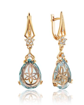 Gilded Silver Blue Quartz Drop Earrings, image 