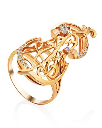 Cello Motif Gilded Silver Ring, Ring Size: 9 / 19, image 