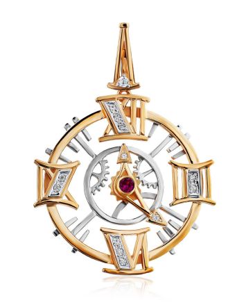 Designer Gilded Silver Dial Motif Pendant, image 