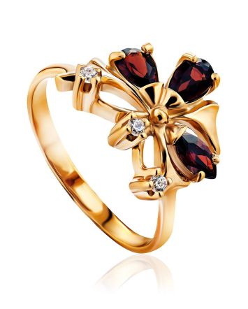 Refined Gilded Silver Garnet Ring, Ring Size: 6 / 16.5, image 