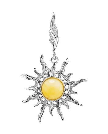 Silver Amber Sun Shaped Pendant The Helios, image 