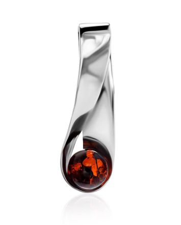 Twisted Design Silver Amber Pendant The Leia, image 