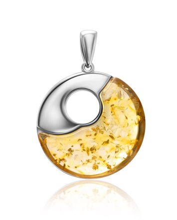 Luminous Lemon Amber Round Pendant The Sunrise, image 