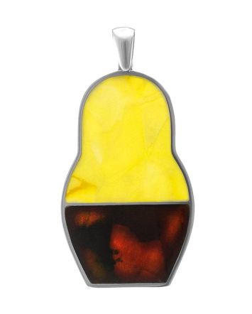 Stylish Two Tone Amber Matryoshka® Pendant, image 