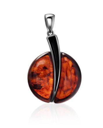 Dark Cherry Amber Round Pendant The Sunrise, image 