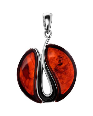 Sleek Silver Amber Pendant The Sunrise, image 