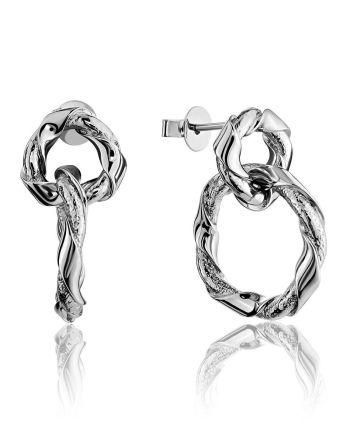 Textured Hoop Dangle Earrings The Liquid, image 