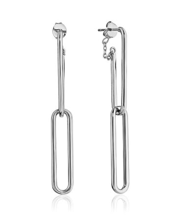 Transformable Chain Motif Silver Stud Earrings The ICONIC, image 