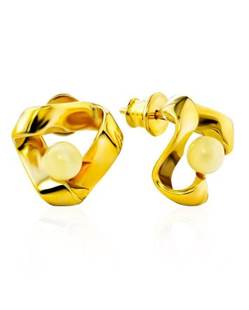 Twisted Design Gilded Silver Amber Stud Earrings The Palazzo, image 